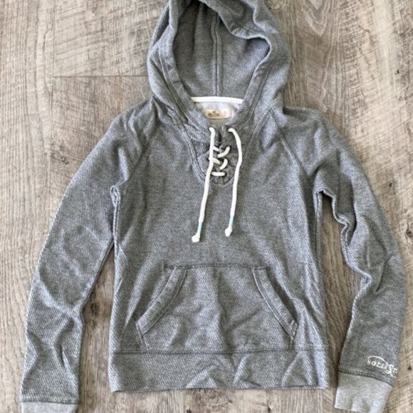 Hollister Textured Lace Up Hoodie XS - Picture 1 of 1